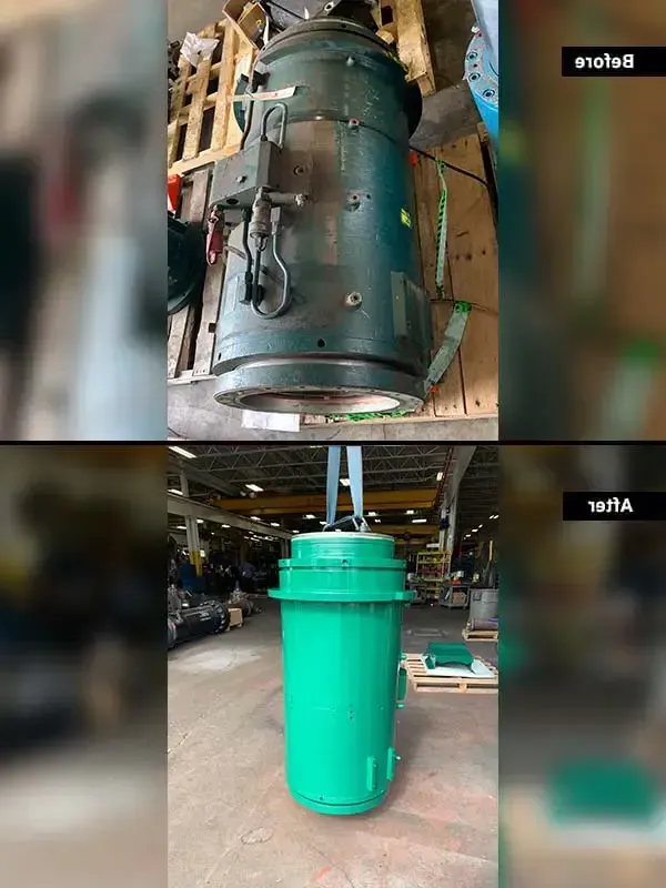 Before and after cylinder repair